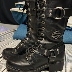 Harley-Davidson Black Combat Moto Boots with Rugged Sole